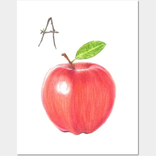 A for apple alphabet illustration Posters and Art